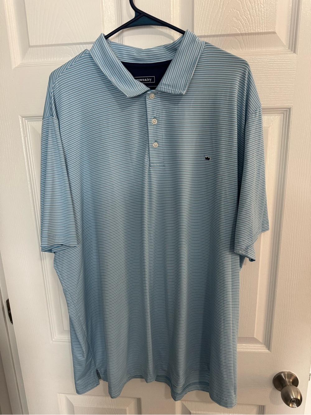 crown & ivy Light Blue Striped Polo